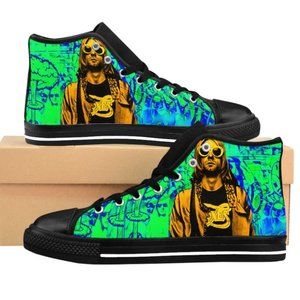 Women's High-top Sneakers Green Nirvana Graffiti